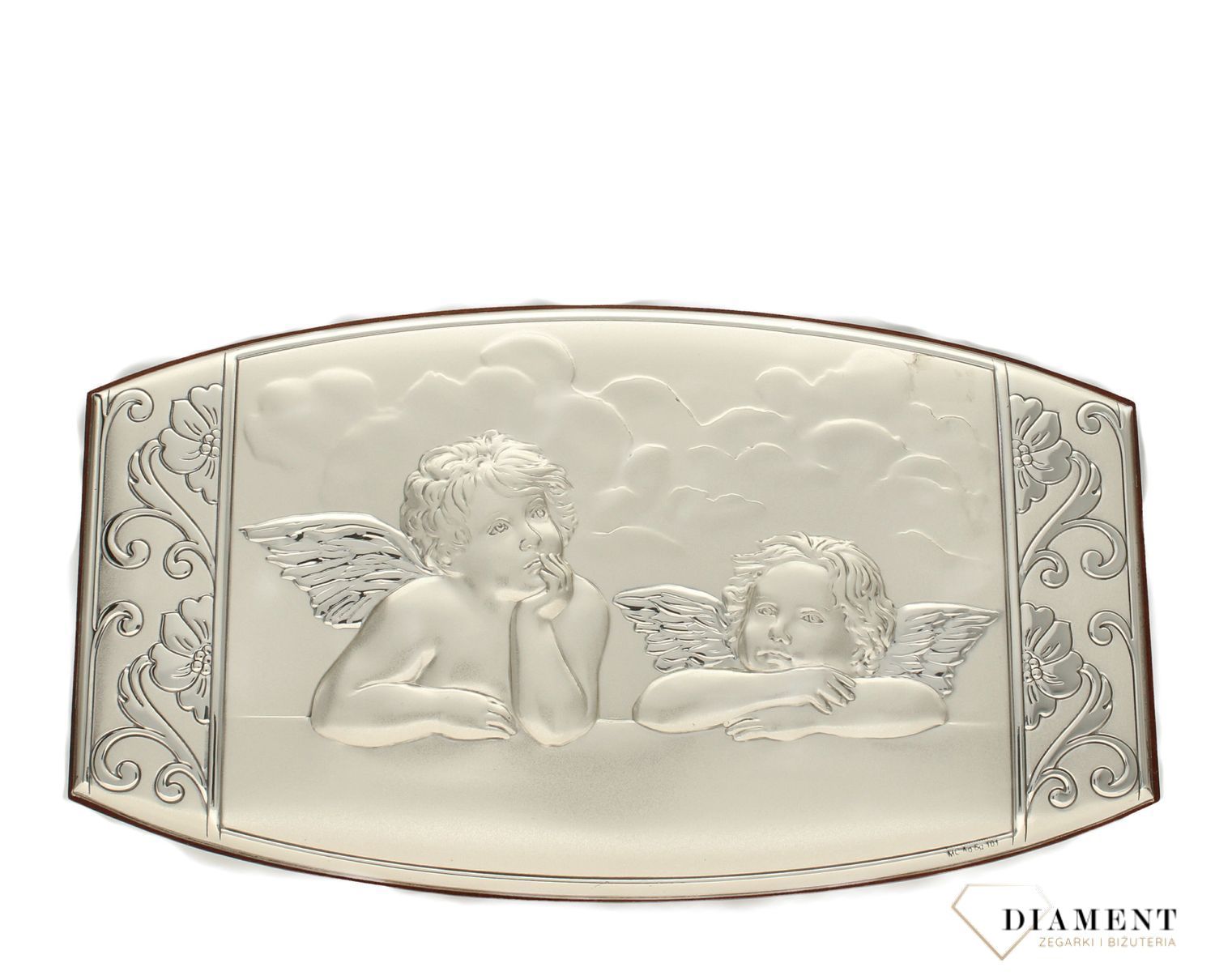 Obrazek srebrny Aniołki w pięknie zdobionej ramce (2).jpg